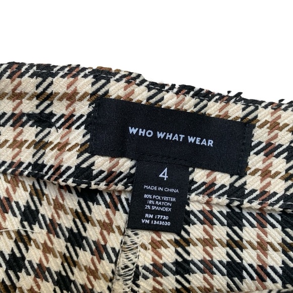 Who What Wear Houndstooth Plaid Straight Leg Pants Front Zip Brown Black 4 - Picture 8 of 8